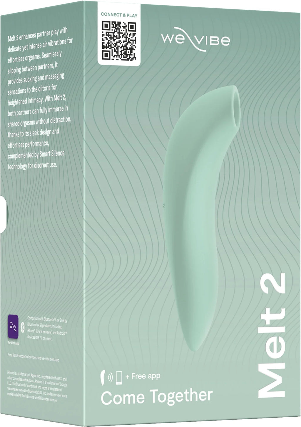 WE-VIBE | Melt 2 – Estimulador de clítoris para parejas con Pleasure Air y control por app – Púrpura / Verde