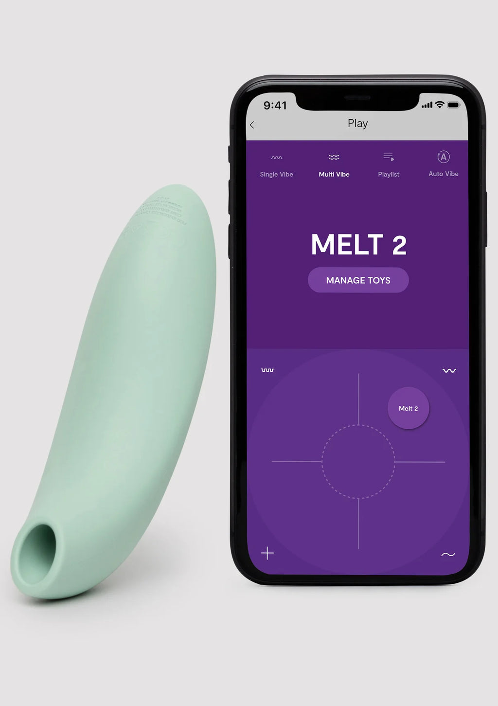WE-VIBE | Melt 2 – Estimulador de clítoris para parejas con Pleasure Air y control por app – Púrpura / Verde