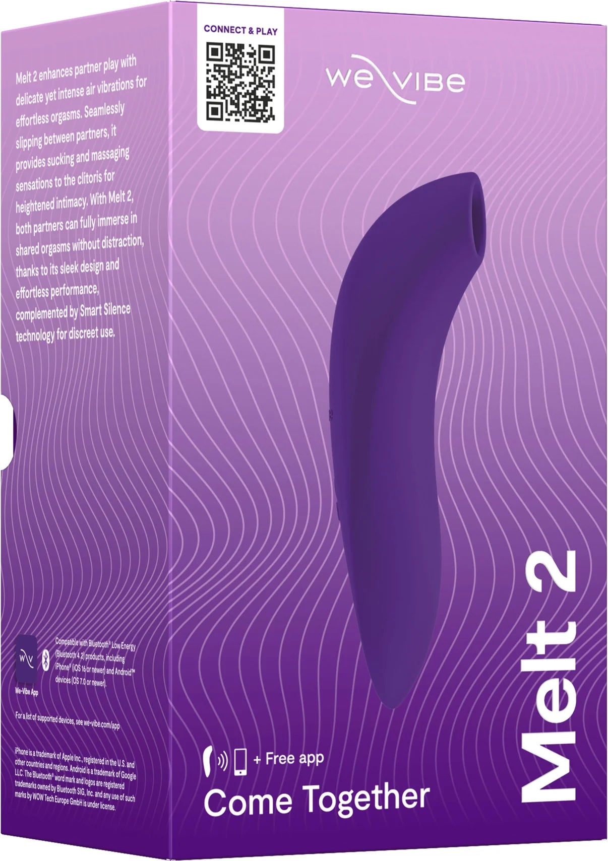 WE-VIBE | Melt 2 – Estimulador de clítoris para parejas con Pleasure Air y control por app – Púrpura / Verde