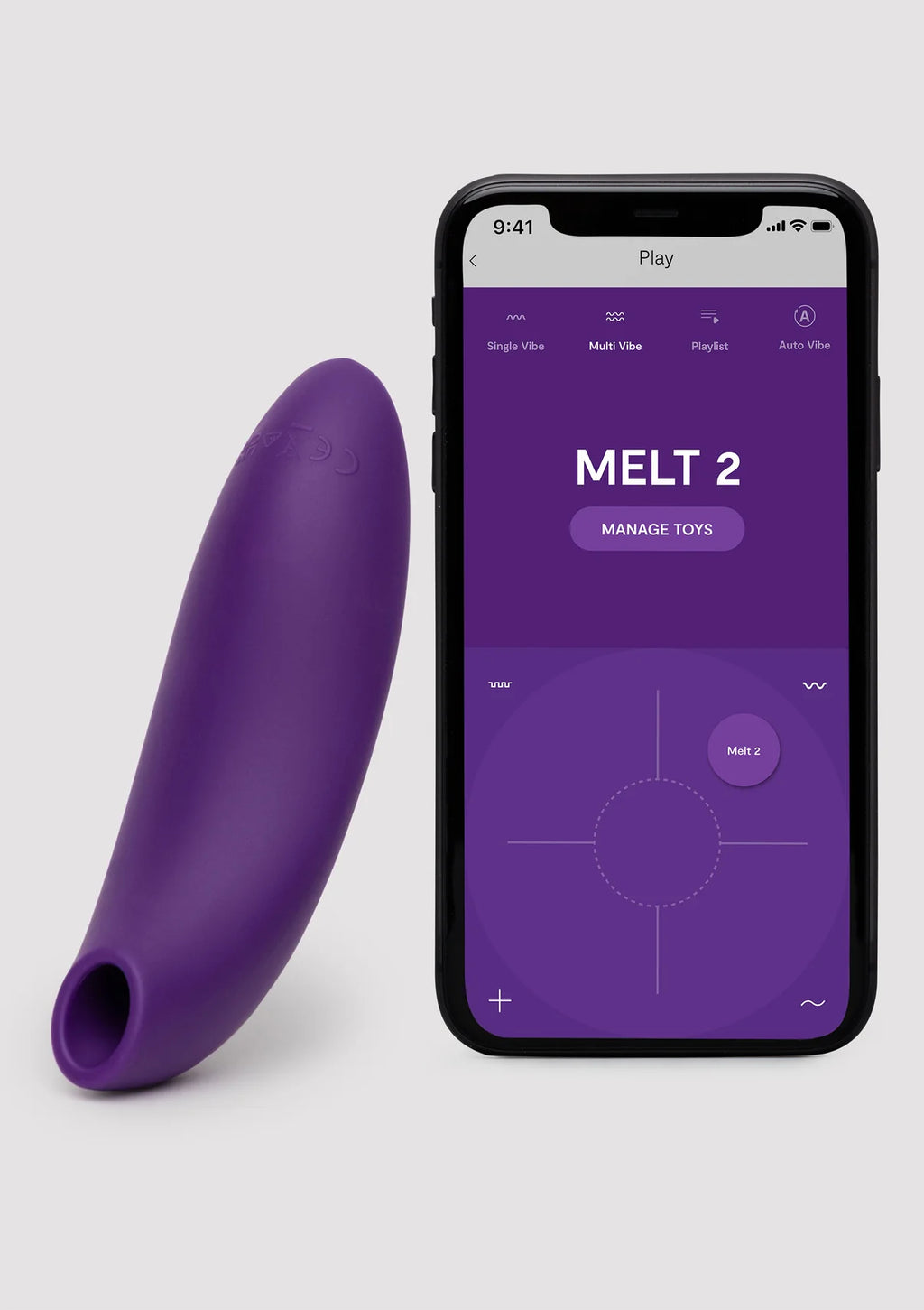WE-VIBE | Melt 2 – Estimulador de clítoris para parejas con Pleasure Air y control por app – Púrpura / Verde