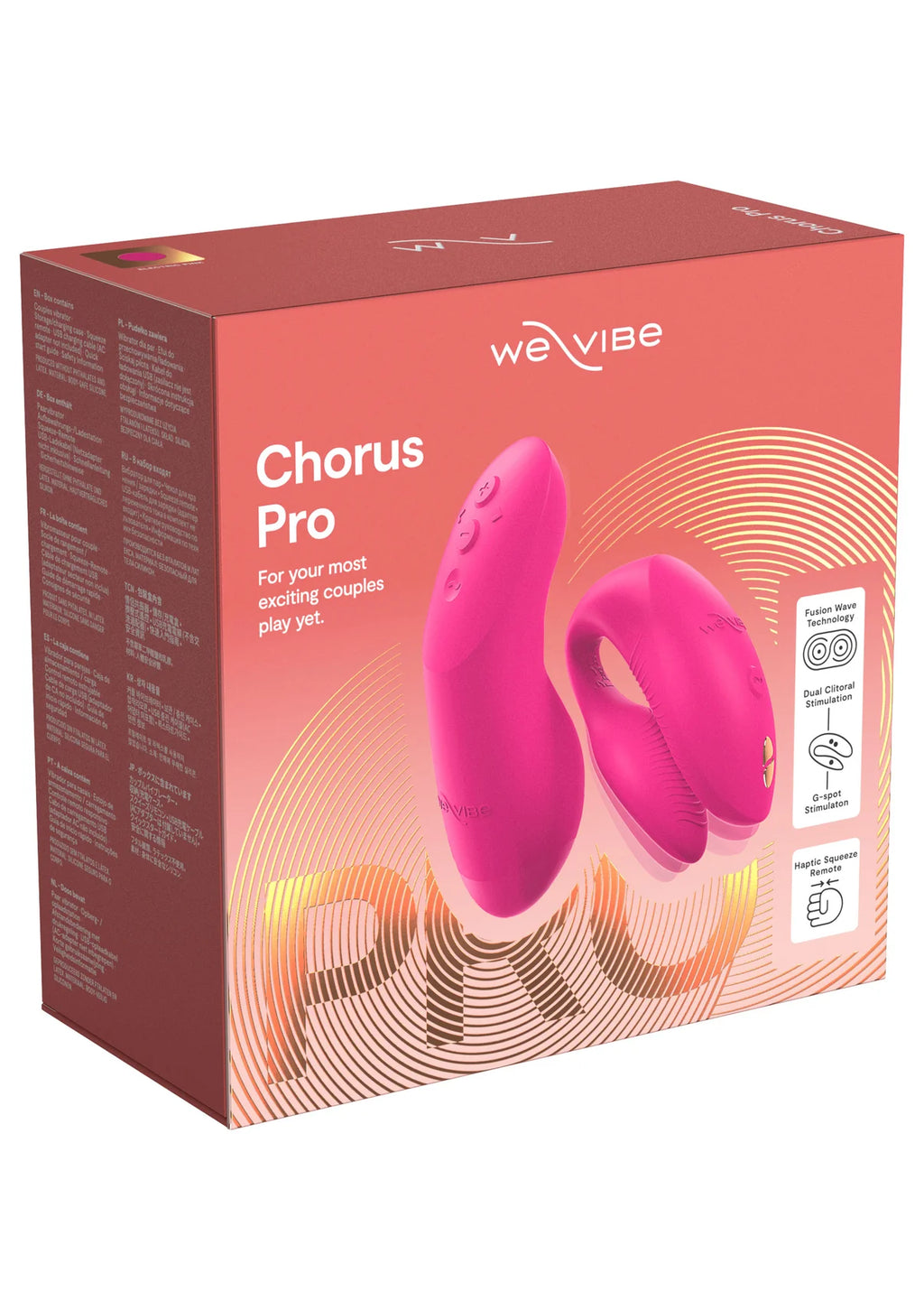 WE-VIBE | Chorus Pro – Vibrador para parejas con 3 motores y mando Haptic Squeeze – Negro / Rosa / Púrpura
