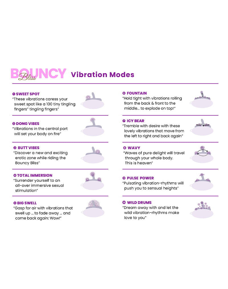 Vibrador de asiento Bouncy Bliss Flow (morado)