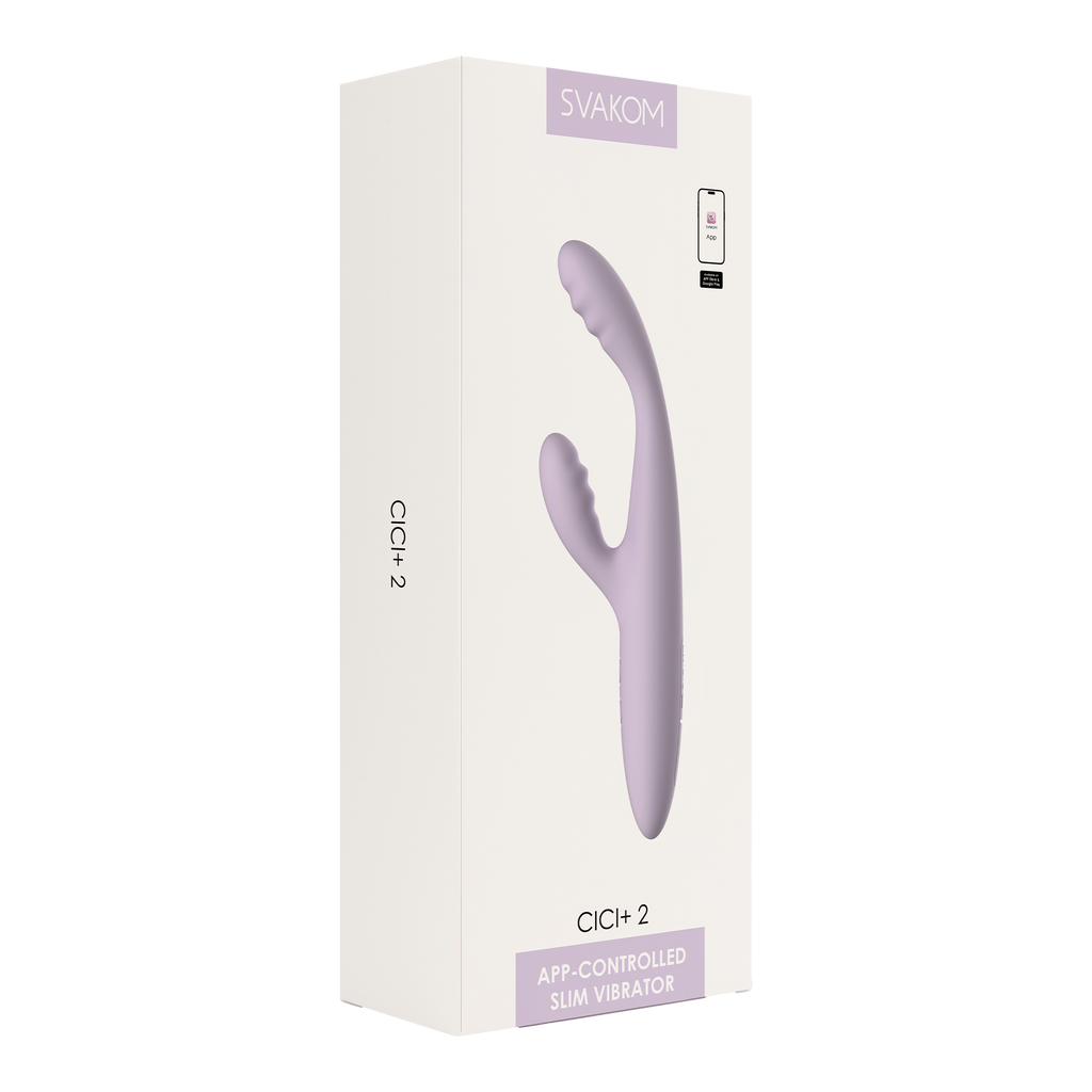 SVAKOM | Cici 2+ – Slim G-Spot Rabbit Vibrator with App Control – Heated, Waterproof – Lilac