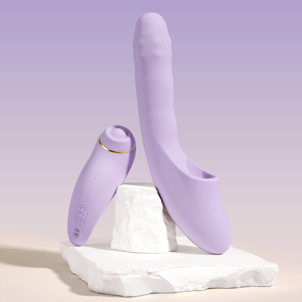 SVAKOM | DuoGlow – Thrusting Beaded Vibrator with Pulsating Stimulator – Heated, App-Enabled – Lilac