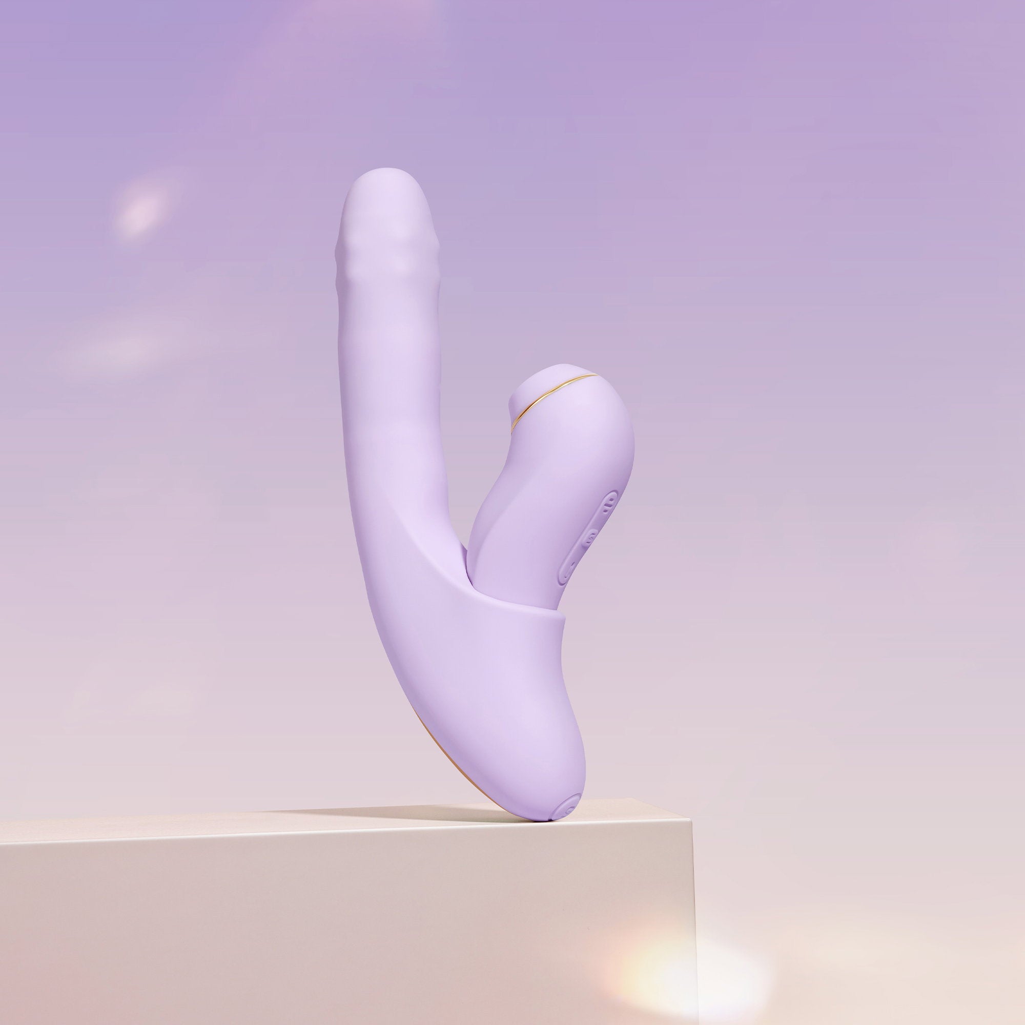 SVAKOM | DuoGlow – Thrusting Beaded Vibrator with Pulsating Stimulator – Heated, App-Enabled – Lilac