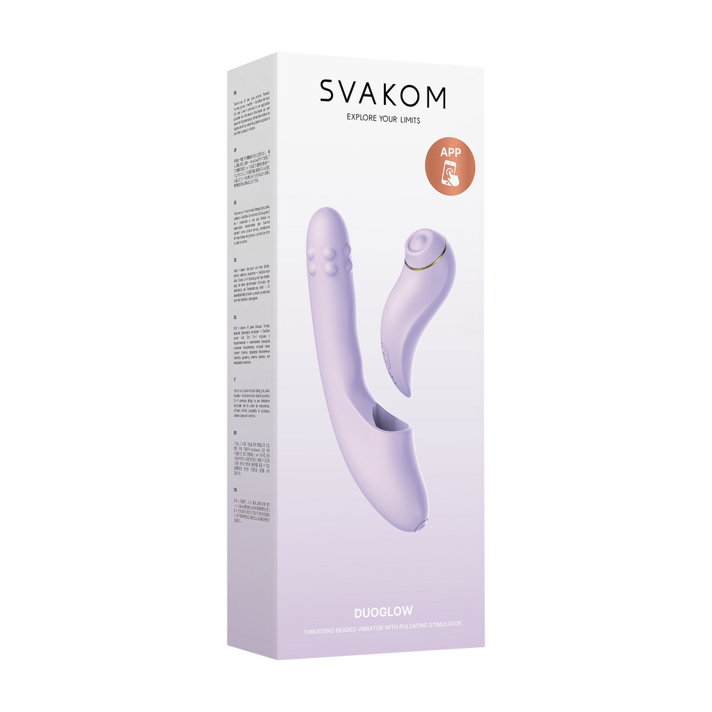 SVAKOM | DuoGlow – Thrusting Beaded Vibrator with Pulsating Stimulator – Heated, App-Enabled – Lilac