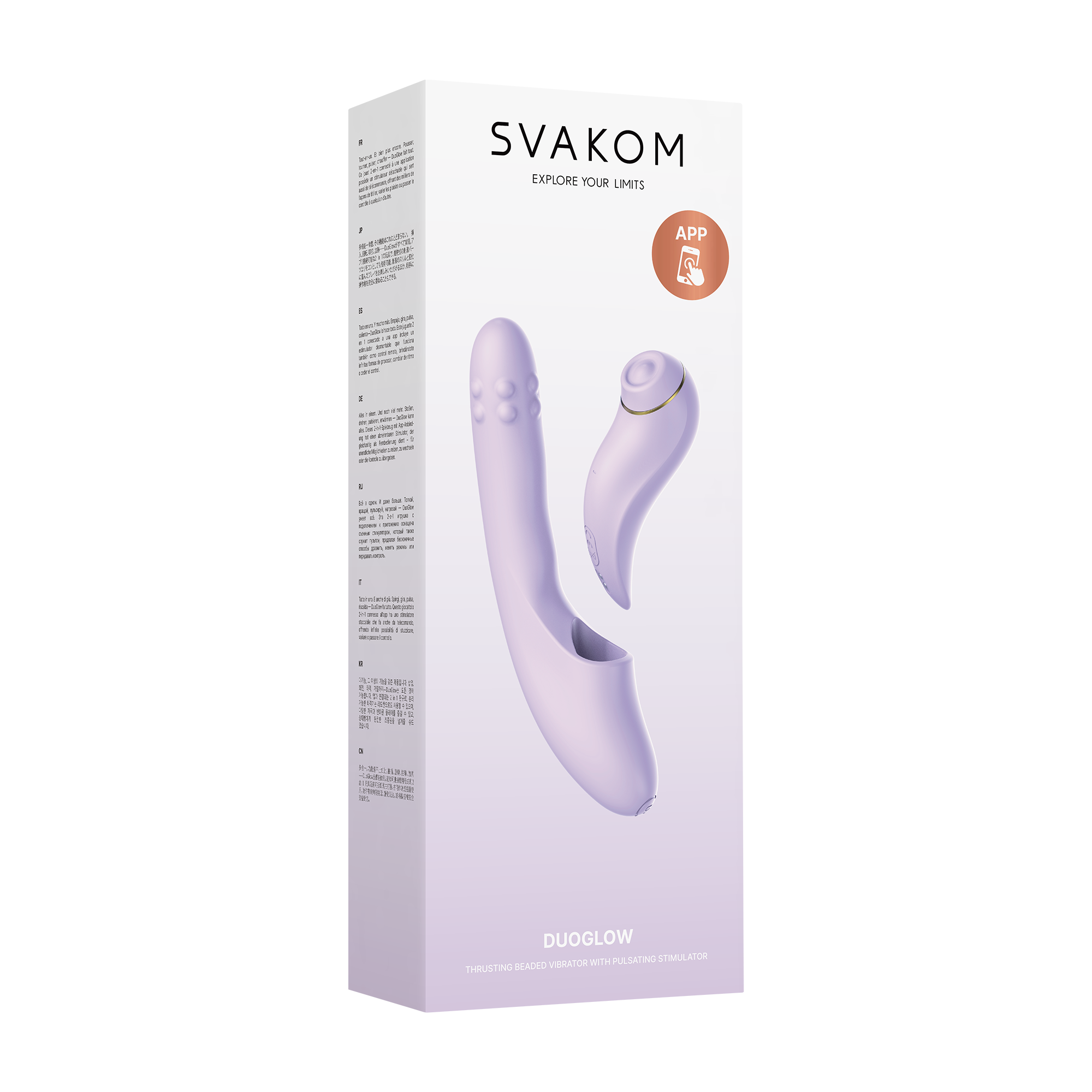 SVAKOM | DuoGlow – Thrusting Beaded Vibrator with Pulsating Stimulator – Heated, App-Enabled – Lilac