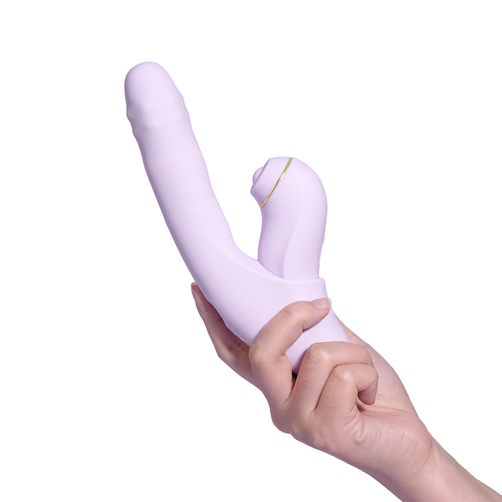 SVAKOM | DuoGlow – Thrusting Beaded Vibrator with Pulsating Stimulator – Heated, App-Enabled – Lilac