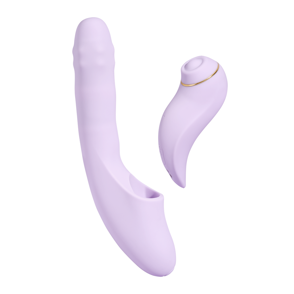 SVAKOM | DuoGlow – Thrusting Beaded Vibrator with Pulsating Stimulator – Heated, App-Enabled – Lilac