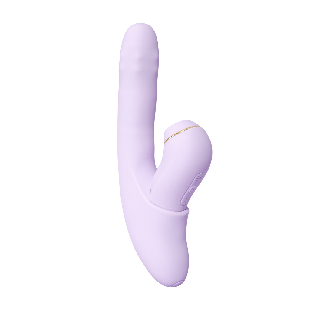 SVAKOM | DuoGlow – Thrusting Beaded Vibrator with Pulsating Stimulator – Heated, App-Enabled – Lilac