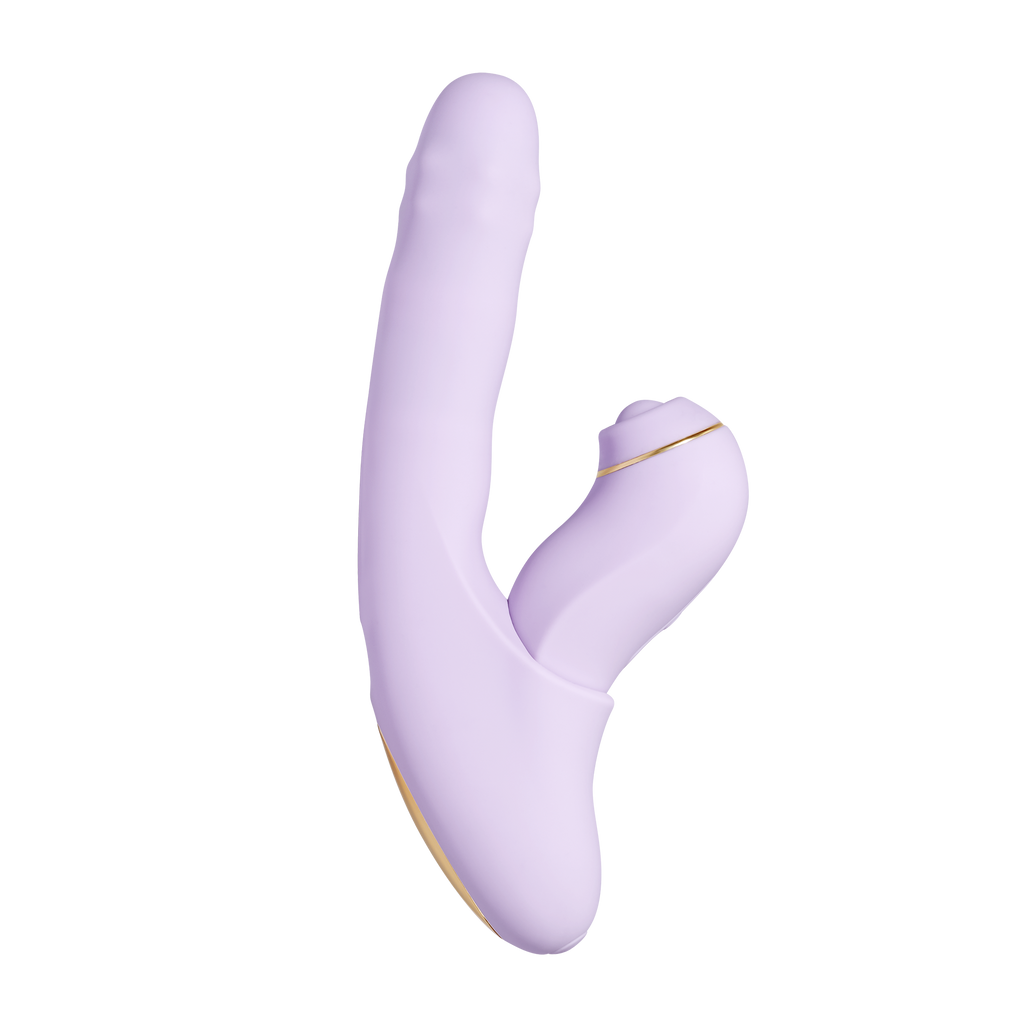 SVAKOM | DuoGlow – Thrusting Beaded Vibrator with Pulsating Stimulator – Heated, App-Enabled – Lilac