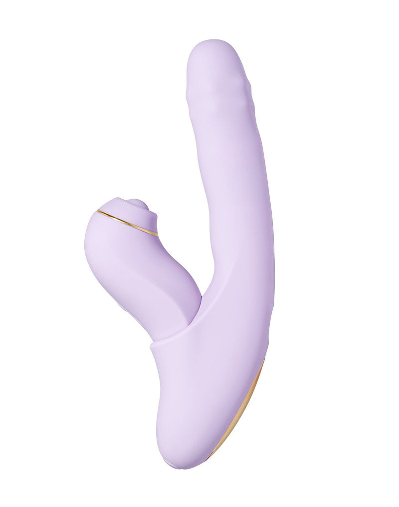SVAKOM | DuoGlow – Thrusting Beaded Vibrator with Pulsating Stimulator – Heated, App-Enabled – Lilac