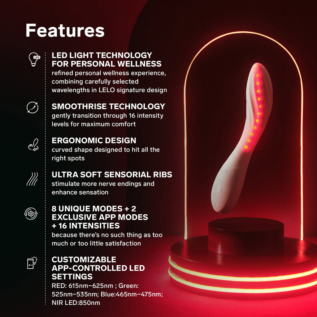 LELO | Mona Spectra – Masajeador wellness con luz roja – Vibrador de punto G con SmoothRise™ – Blanco