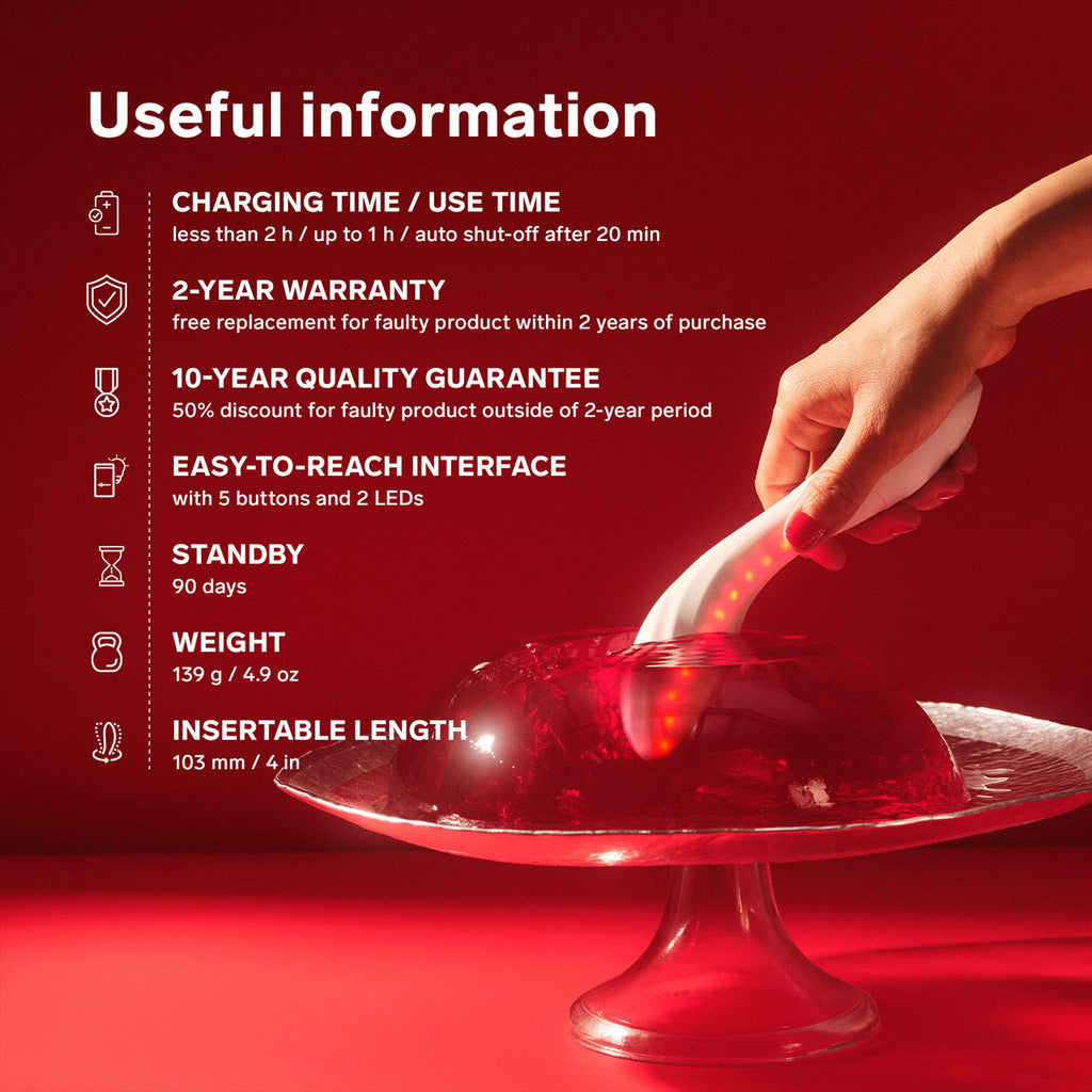 LELO | Mona Spectra – Masajeador wellness con luz roja – Vibrador de punto G con SmoothRise™ – Blanco