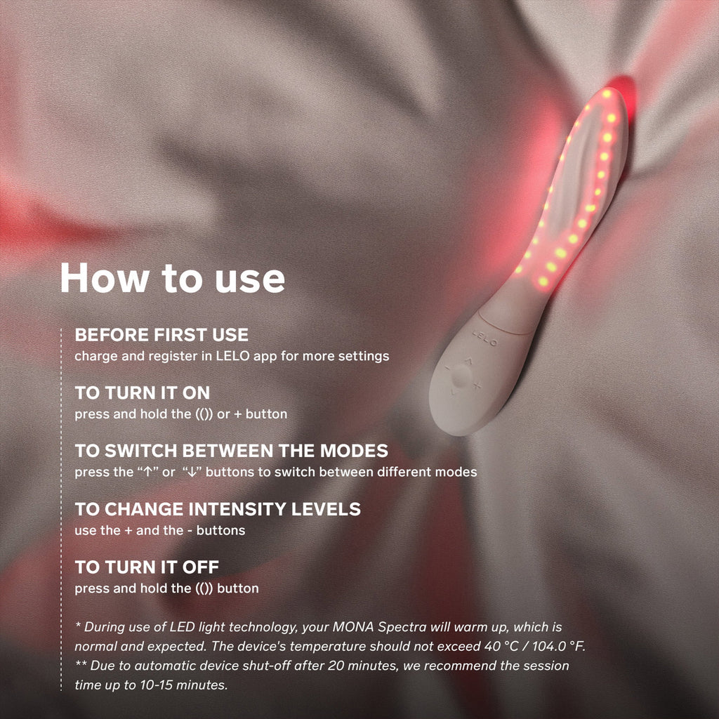 LELO | Mona Spectra – Masajeador wellness con luz roja – Vibrador de punto G con SmoothRise™ – Blanco
