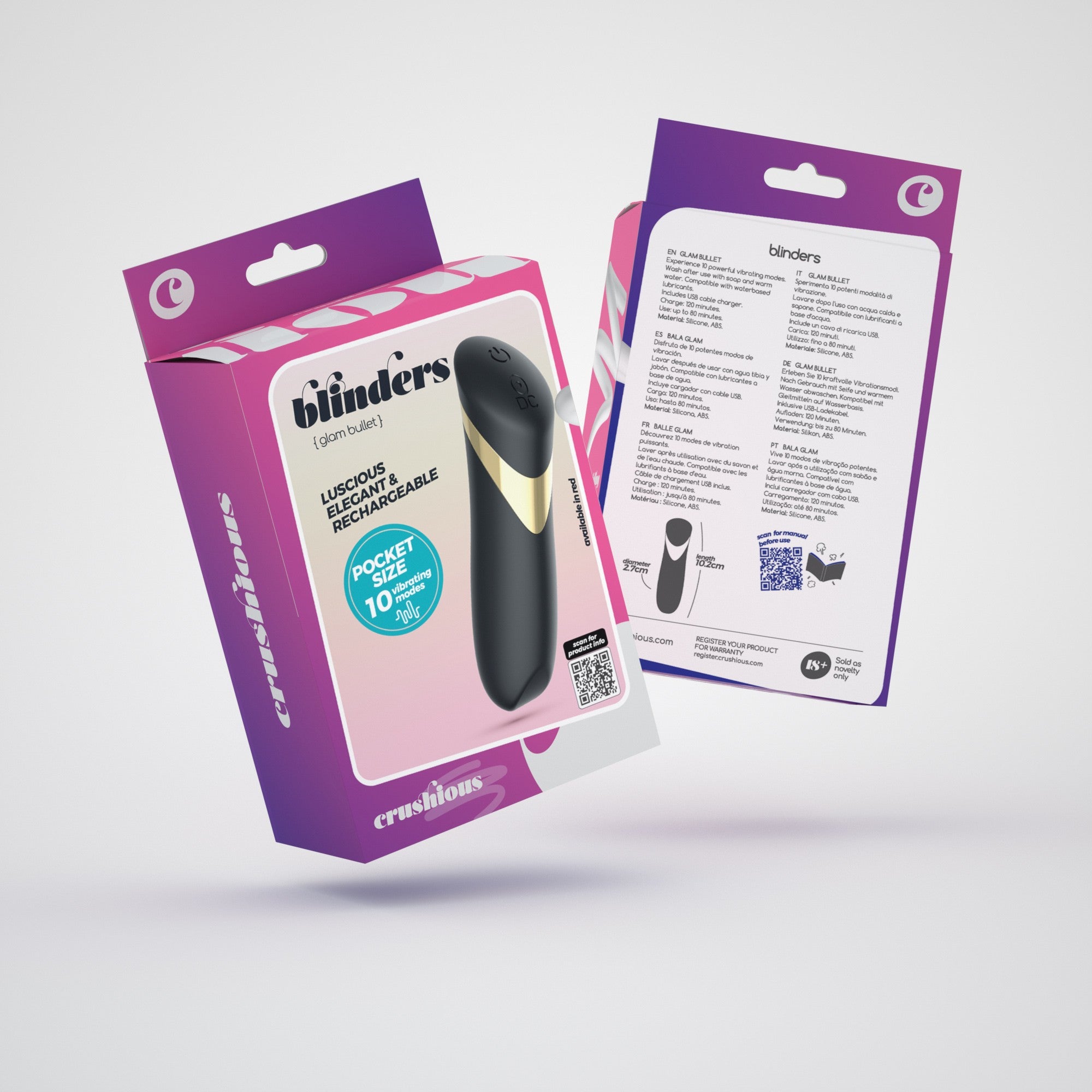 Mini vibrador recargable Blinders con 10 vibraciones Crushious