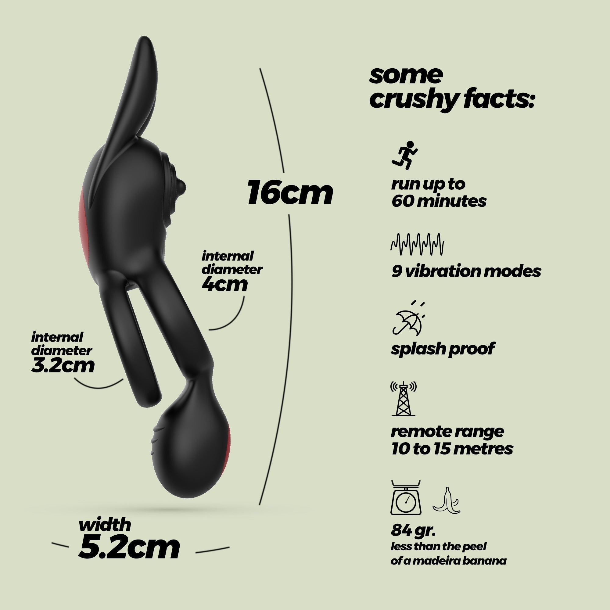 Anillo vibrador doble Crushious Dingo con control remoto