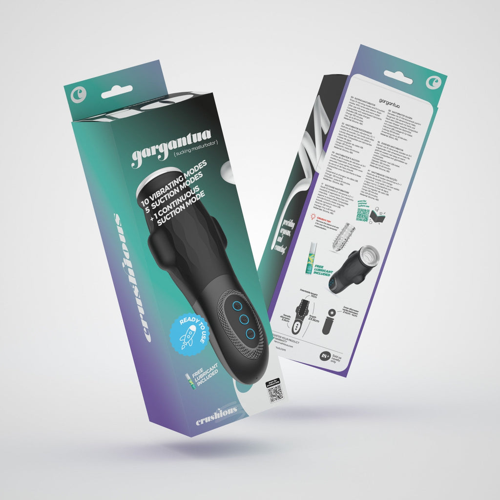 Masturbador Crushious Gargantua con funda extraíble, succión y lubricante gratis
