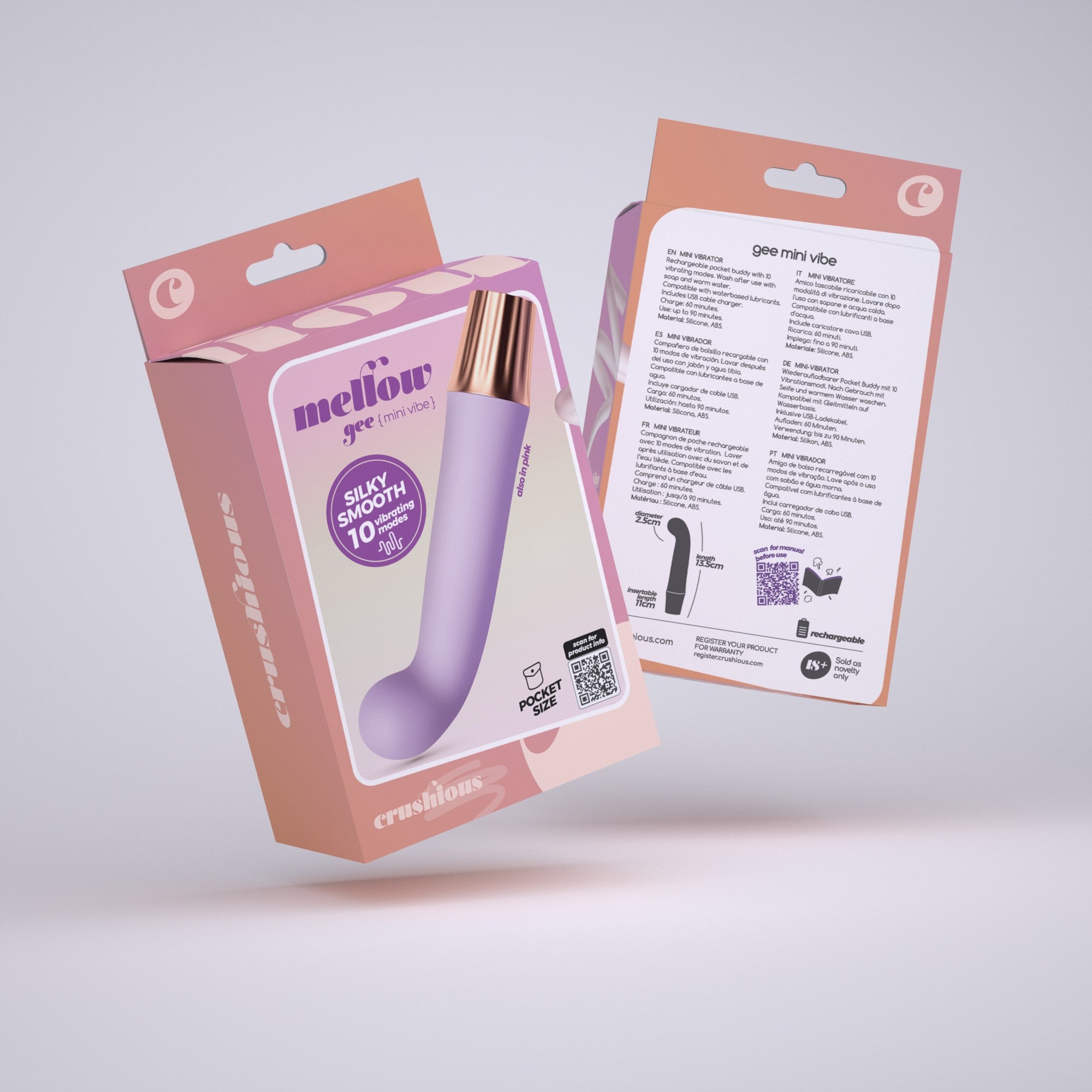CRUSHIOUS | Mellow Gee – Rechargeable Mini Vibrator – Pink & Purple