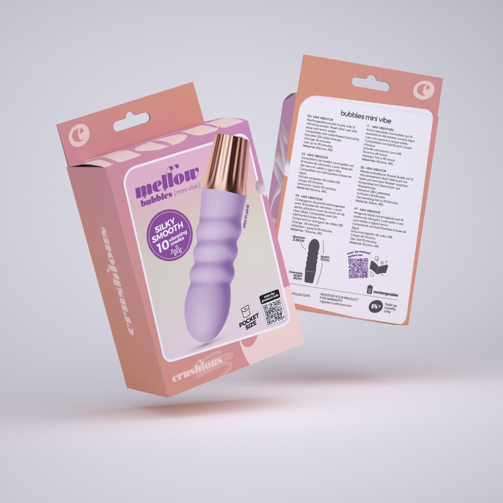 CRUSHIOUS | Mellow Bubbles – Rechargeable Mini Vibrator – Pink & Purple