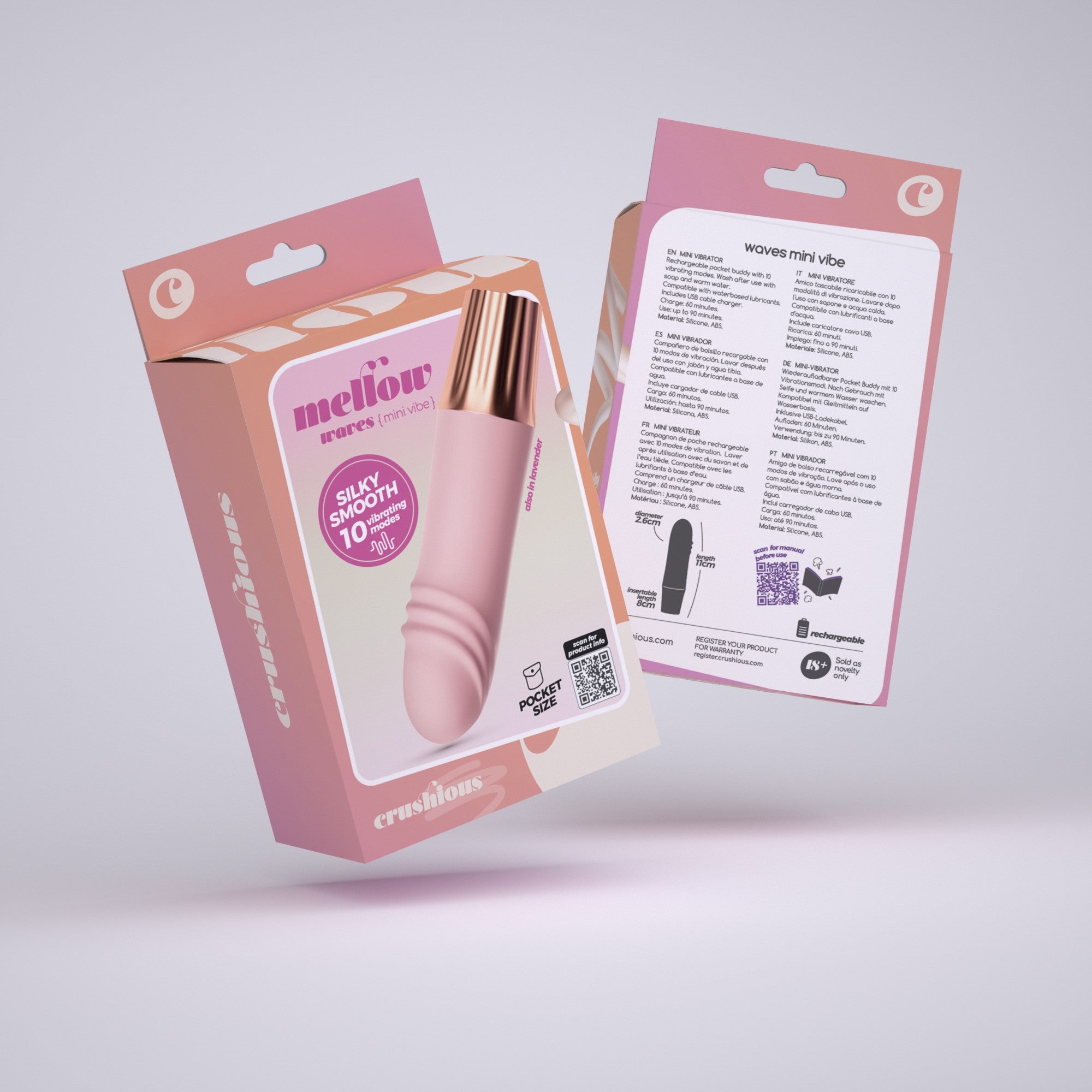 CRUSHIOUS | Mellow Waves – Mini Vibrador Recargable – Rosa y Morado