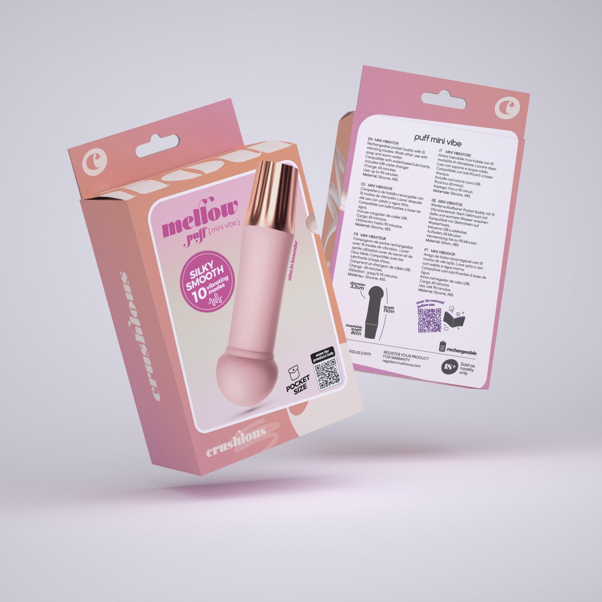 CRUSHIOUS | Mellow Puff – Mini Vibrador Recargable – Rosa y Morado