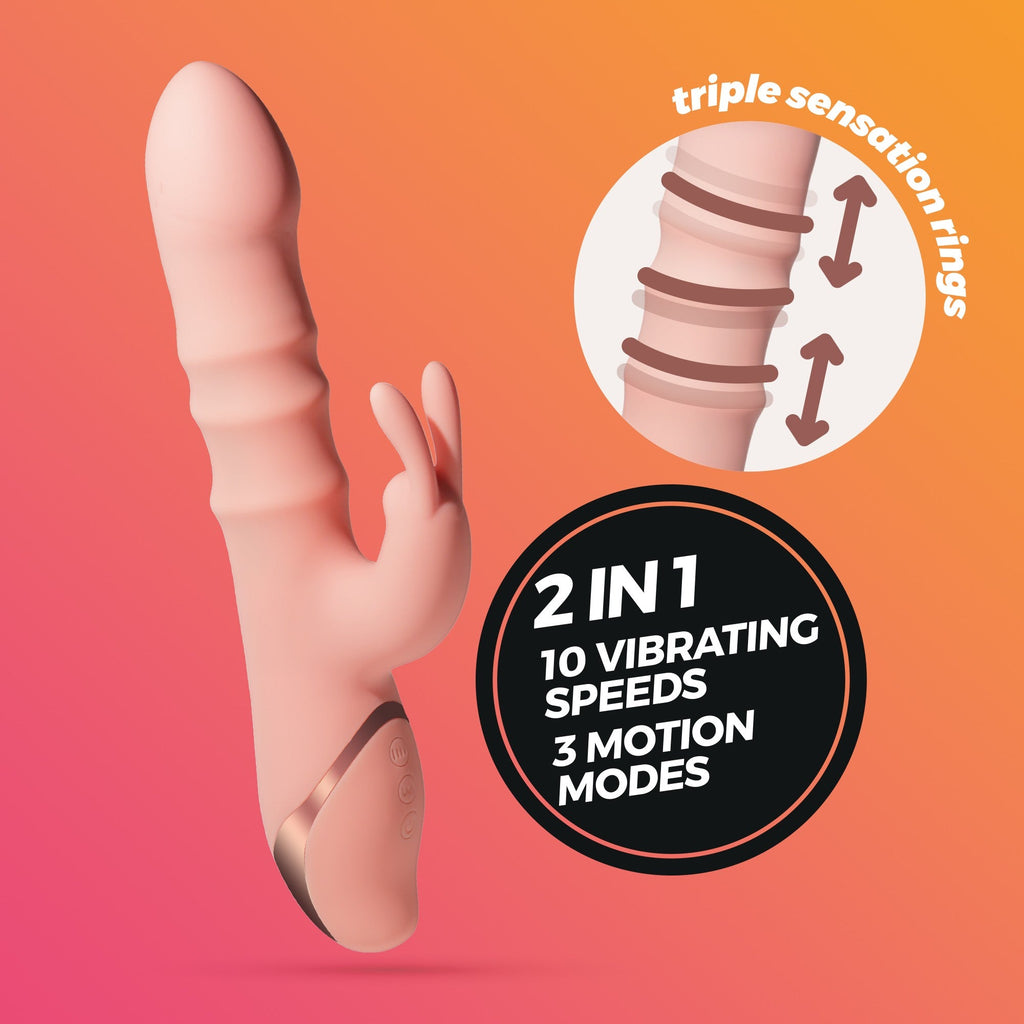 Vibrador Rabbit Crushious RINGLORD: triple movimiento de anillo y 10 modos de vibración