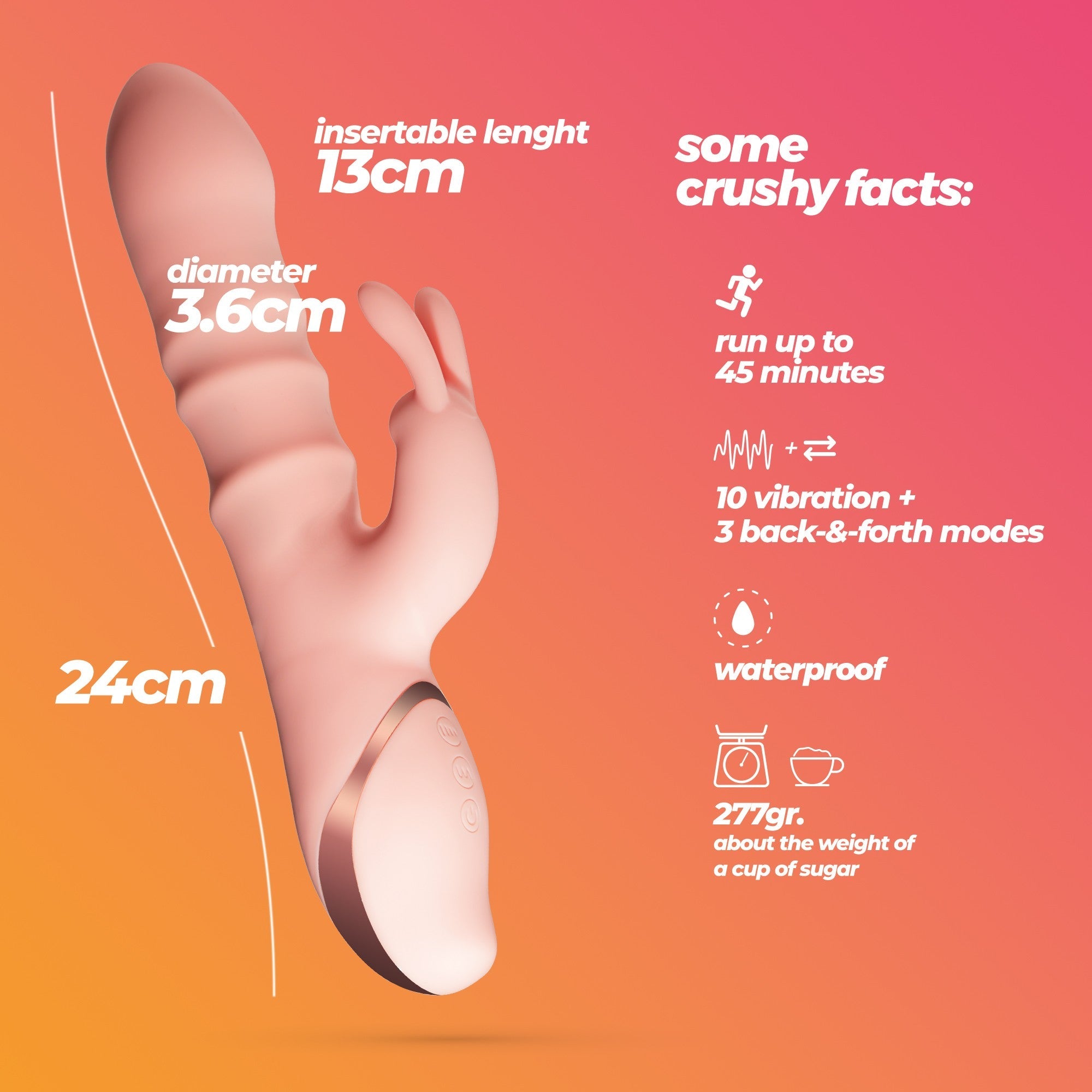 Vibrador Rabbit Crushious RINGLORD: triple movimiento de anillo y 10 modos de vibración