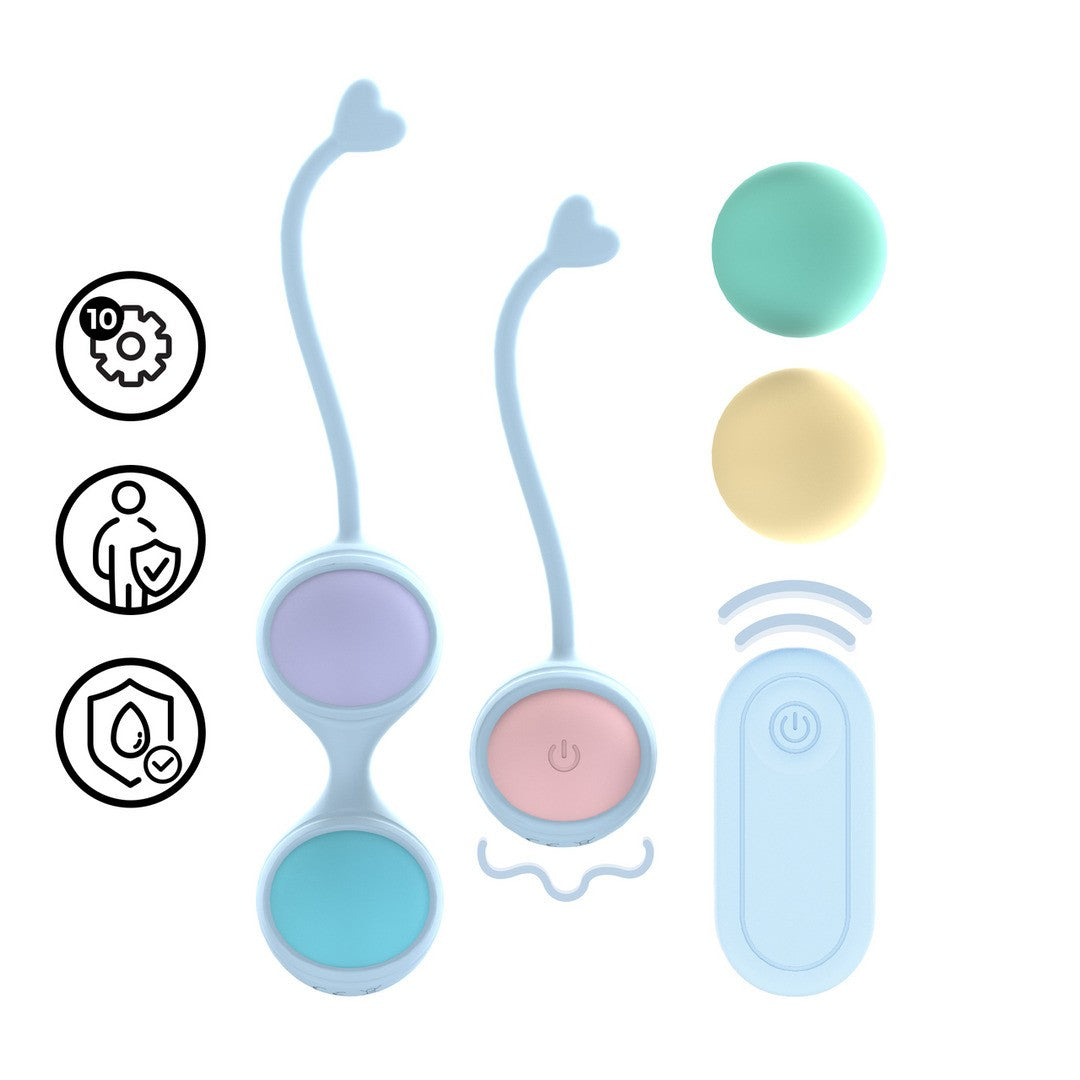 LOVELINE – Kit de Kegel con vibración y 5 pesos intercambiables (morado)