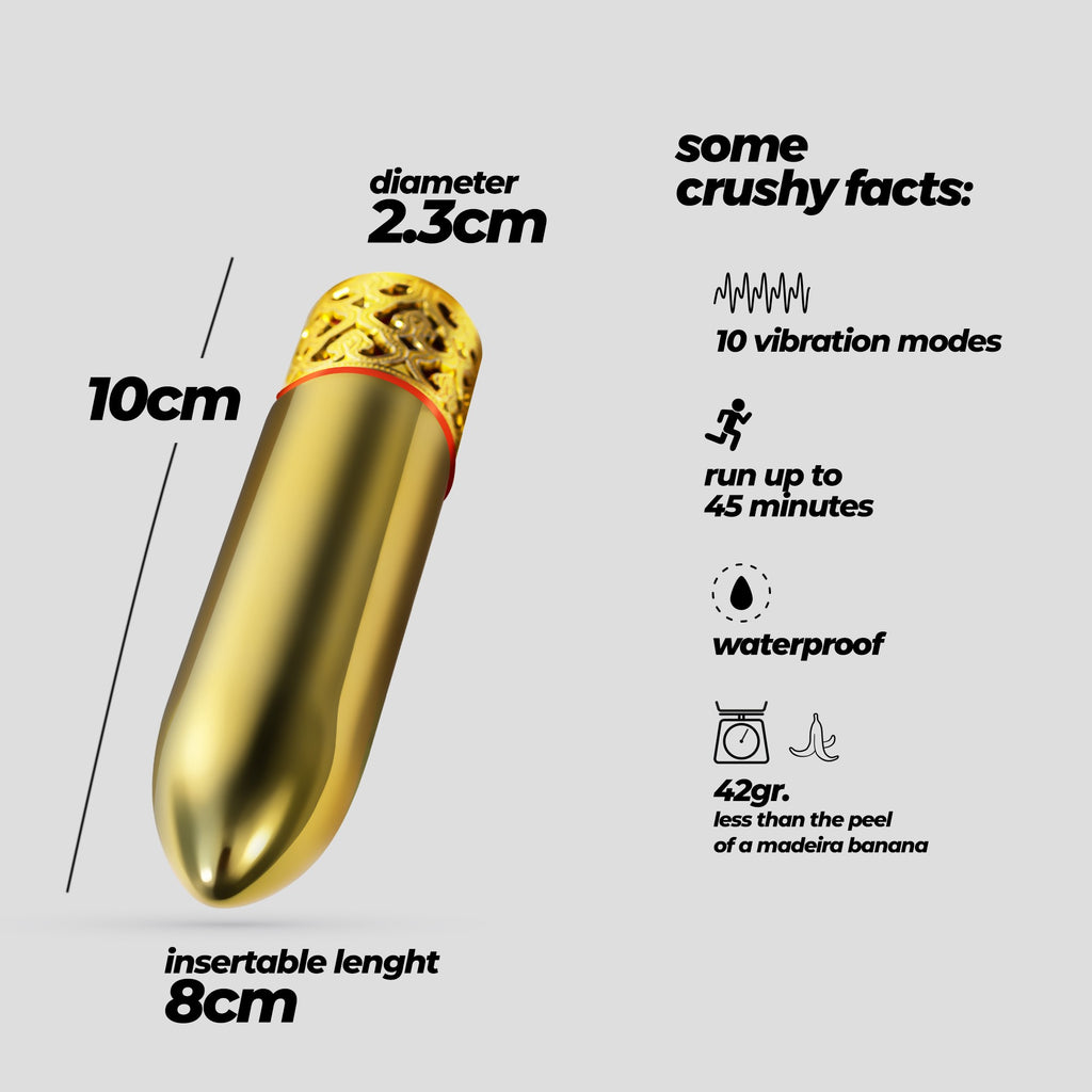 CRUSHIOUS | Romanov – Vibrador clásico tipo bala con funda de silicona extraíble (2 en 1) – 13,3 cm