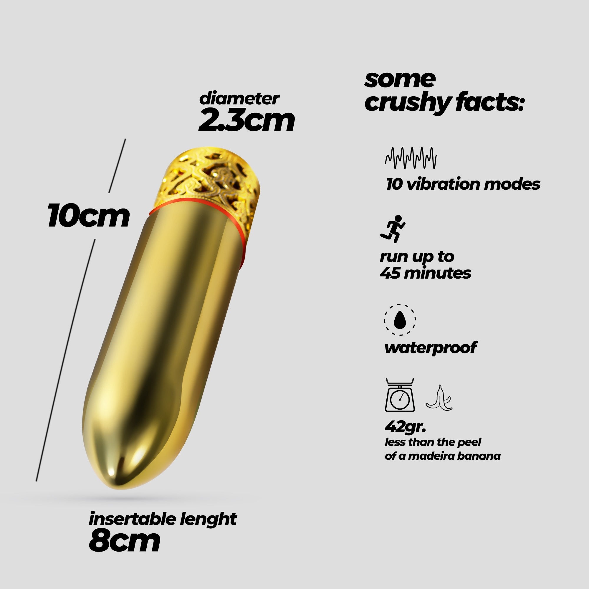 CRUSHIOUS | Romanov – Vibrador clásico tipo bala con funda de silicona extraíble (2 en 1) – 13,3 cm