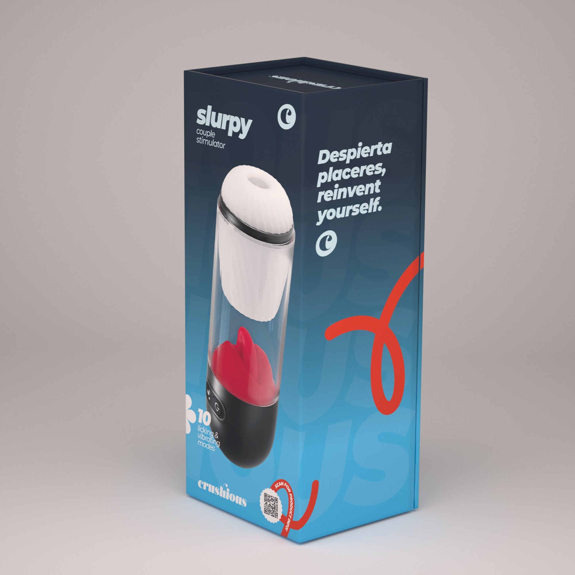 CRUSHIOUS | Slurpy – Masturbador desmontable 2 en 1 con estimulador tipo lengua, rotación y vibración – 22 cm