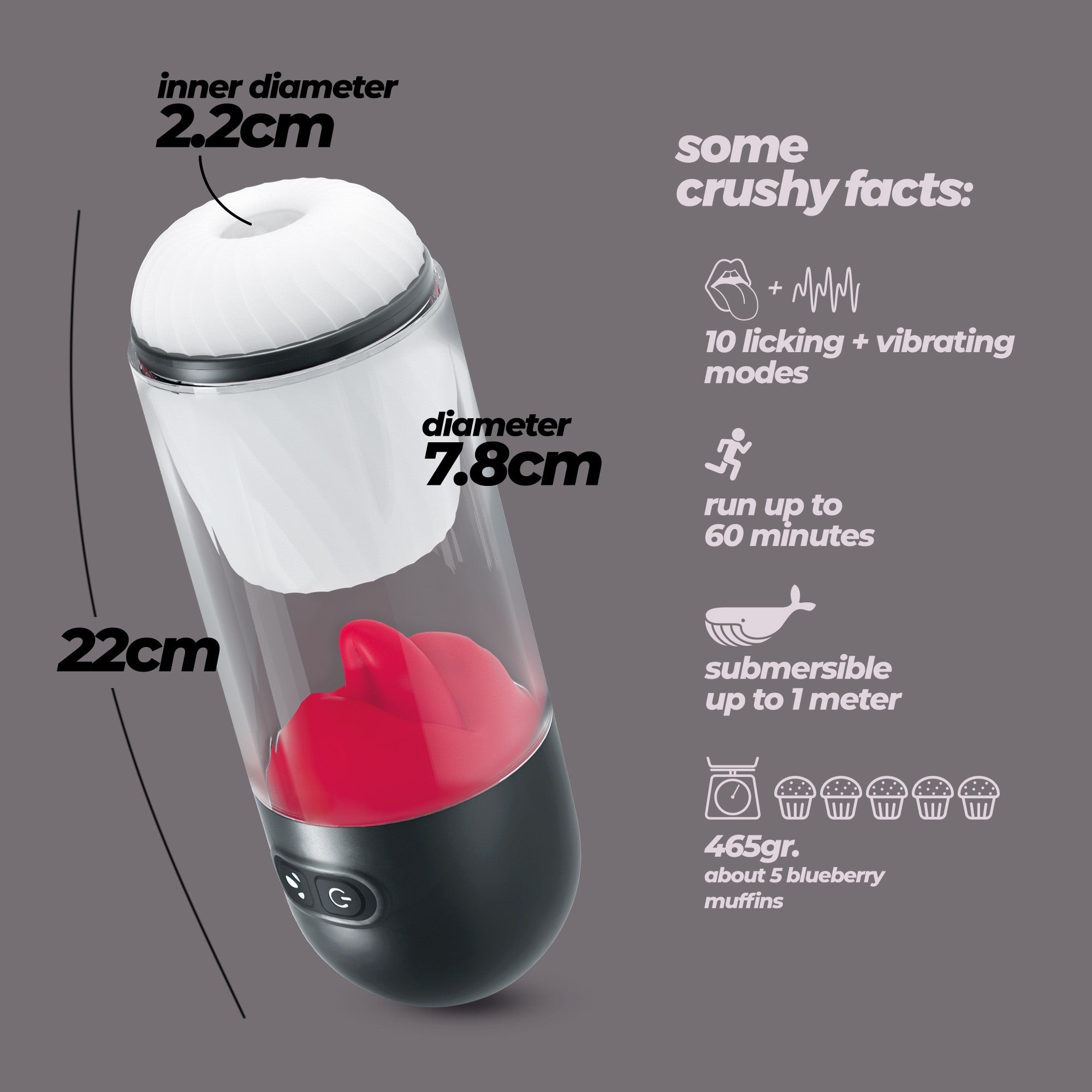 CRUSHIOUS | Slurpy – Masturbador desmontable 2 en 1 con estimulador tipo lengua, rotación y vibración – 22 cm