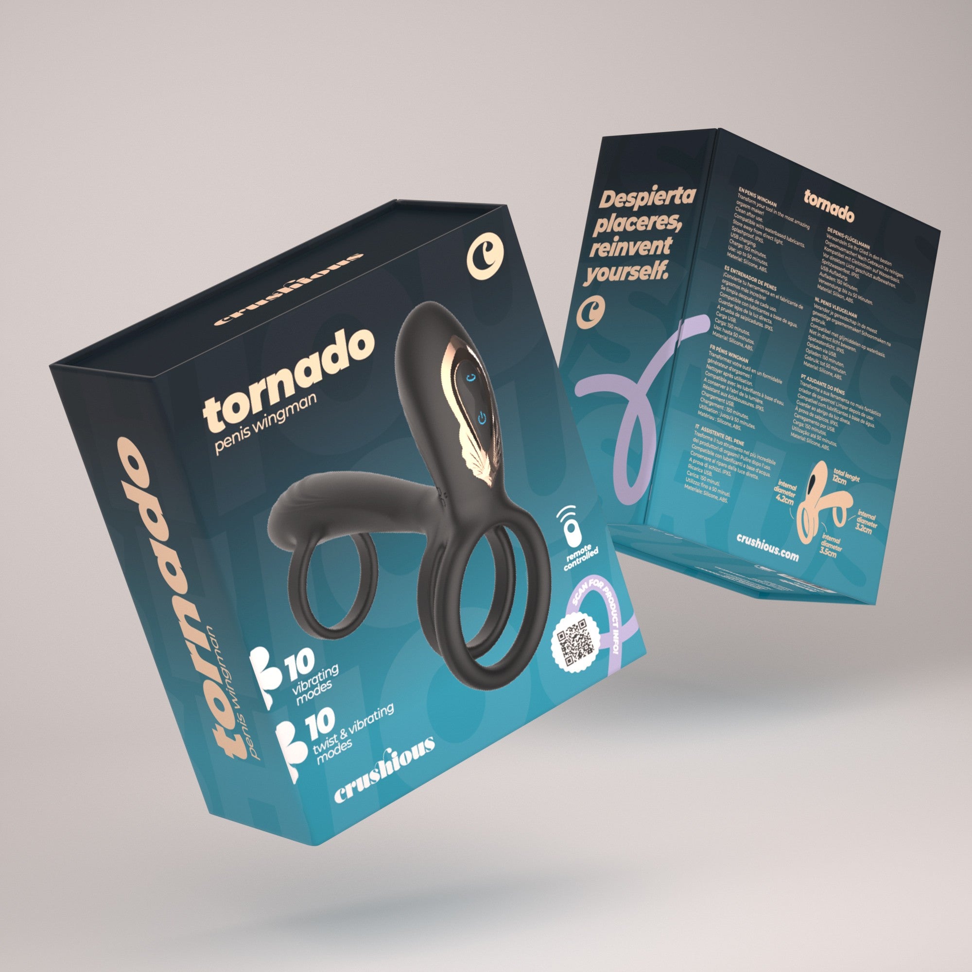 CRUSHIOUS Tornado Rotating Penis Sleeve – Vibrating G-Spot Stimulator