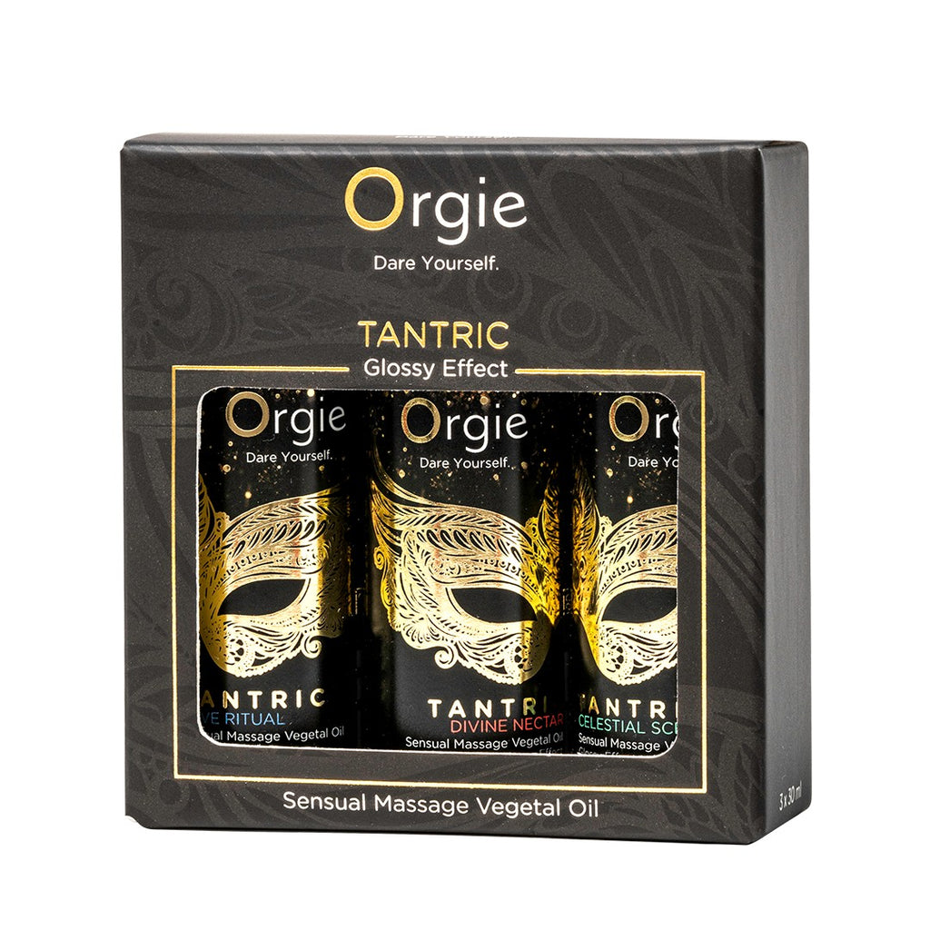 ORGIE | Set de Aceites de Masaje Tántrico Sensual – Efecto Glossy – Tamaño Mini 3 x 30 ml