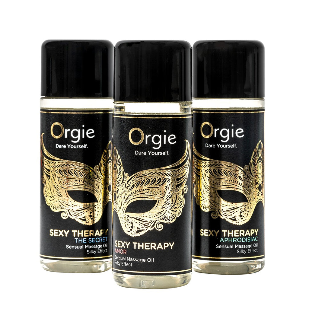 ORGIE | Set de Aceites de Masaje Sensual Sexy Therapy – Efecto Silk – Tamaño Mini 3 x 30 ml