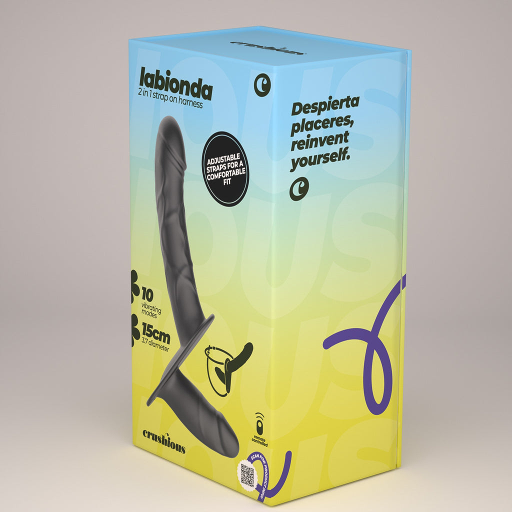 CRUSHIOUS | Labionda – Arnés Doble con Mando a Distancia – Negro