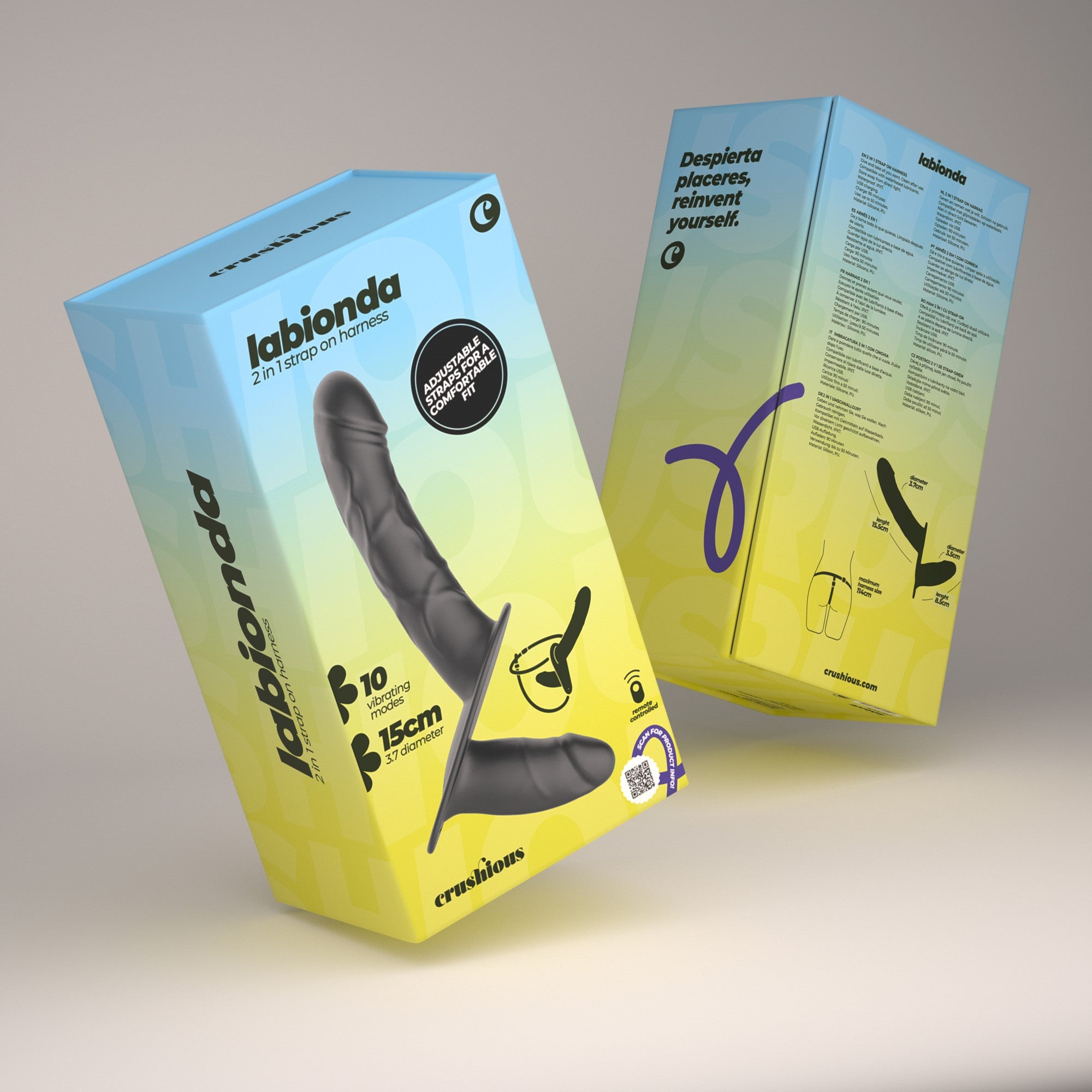 CRUSHIOUS | Labionda – Arnés Doble con Mando a Distancia – Negro