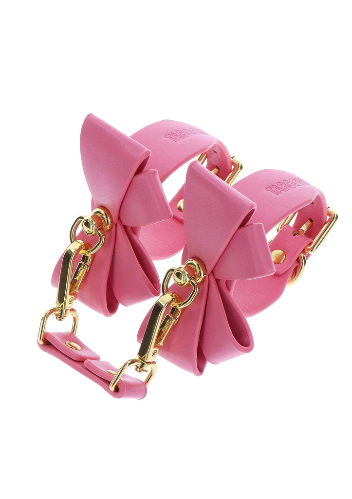TABOOM | Malibu Ankle Cuffs – Esposas de Tobillo de Cuero Vegano Rosa con Lazo
