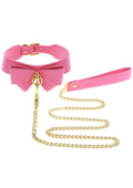 TABOOM | Malibu Collar and Leash – Set de Bondage en Cuero Vegano Rosa con Lazo