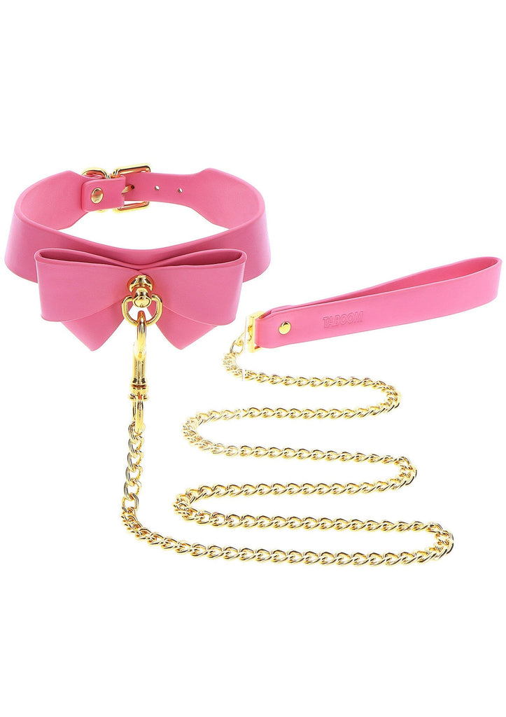 TABOOM | Malibu Collar and Leash – Set de Bondage en Cuero Vegano Rosa con Lazo