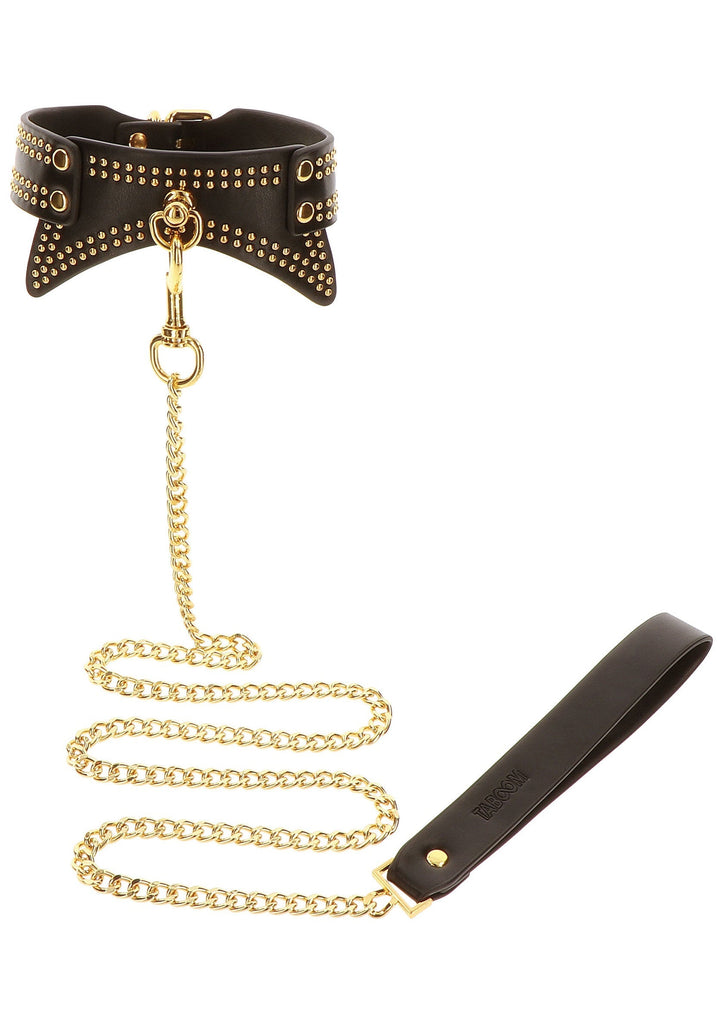 TABOOM | Vogue Studded Collar and Leash – Set de Bondage con Collar y Correa de Cuero Vegano