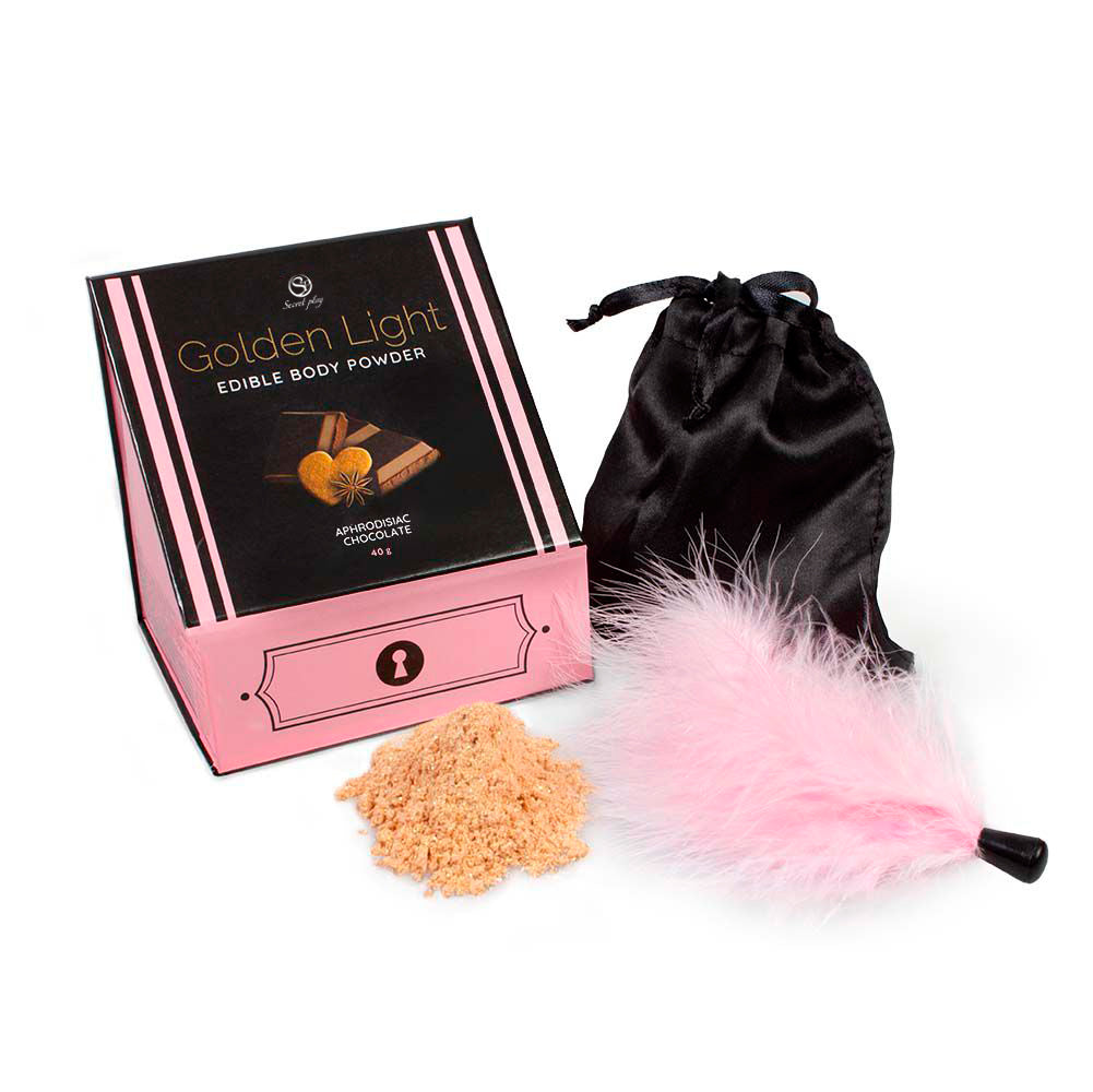 Secret Play | Aphrodisiac Chocolate Edible Powder & Feather Tickler Kit – 40 g