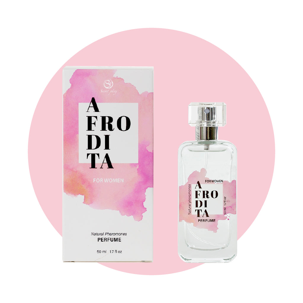 SECRET PLAY | Afrodita Perfume Spray con Feromonas para Mujeres – Con trufa negra, caramelo dulce y rosa – 9,5 ml Travel (Afrodis) / 50 ml