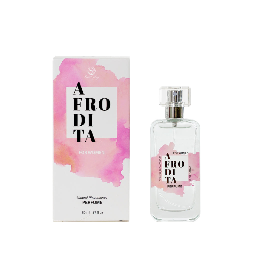 SECRET PLAY | Afrodita Perfume Spray con Feromonas para Mujeres – Con trufa negra, caramelo dulce y rosa – 9,5 ml Travel (Afrodis) / 50 ml