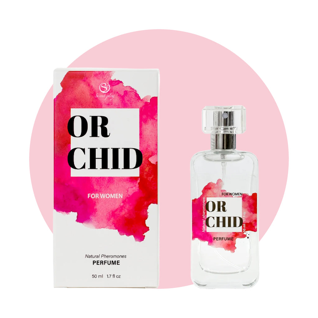 SECRET PLAY | Orchid Perfume Spray con Feromonas para Mujeres – Con trufa negra, orquídea y vainilla – 9,5 ml Travel / 50 ml