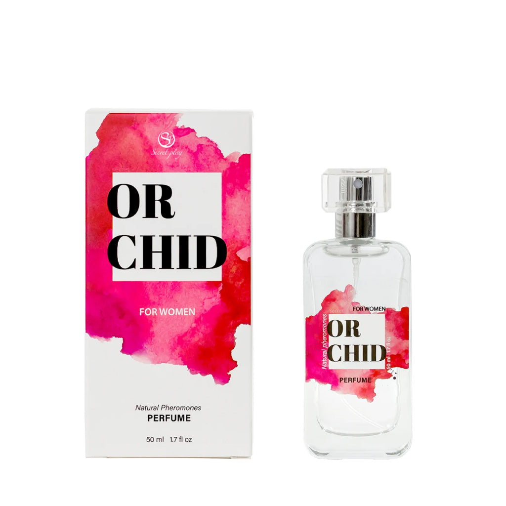 SECRET PLAY | Orchid Perfume Spray con Feromonas para Mujeres – Con trufa negra, orquídea y vainilla – 9,5 ml Travel / 50 ml