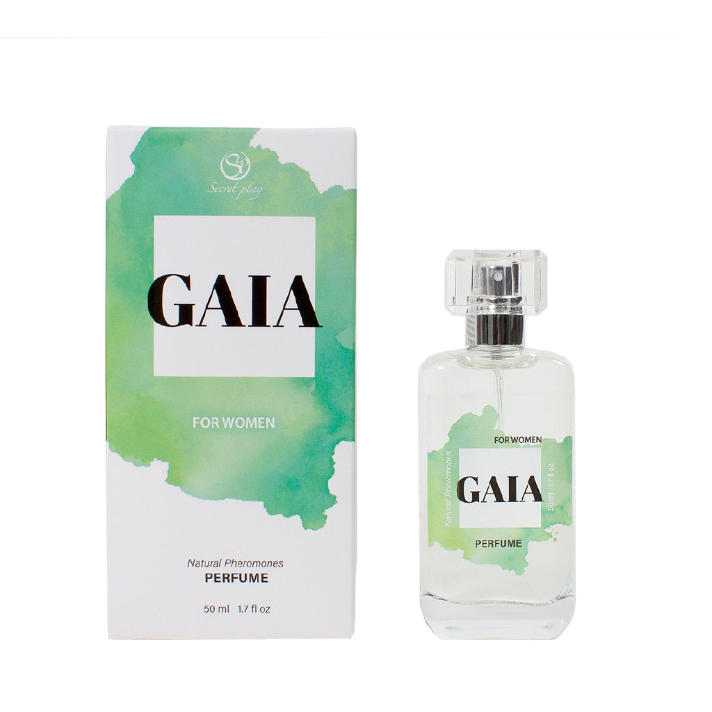 SECRET PLAY | Gaia Perfume Spray con Feromonas para Mujeres – Con trufa negra, fruta de la pasión, fresa, jazmín y lirio de los valles – 9,5 ml Travel / 50 ml