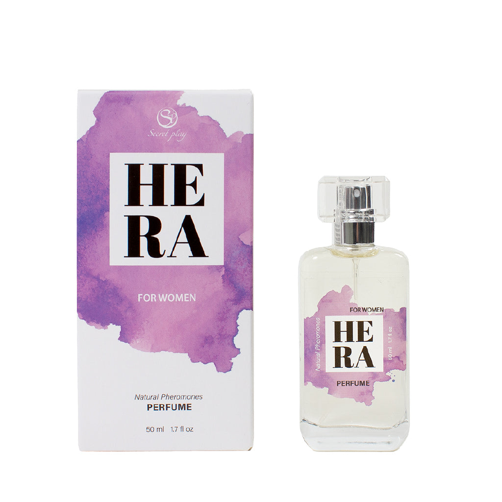 SECRET PLAY | Hera Perfume Spray con Feromonas para Mujeres – Con trufa negra, pera, gardenia y vainilla – 9,5 ml Travel / 50 ml