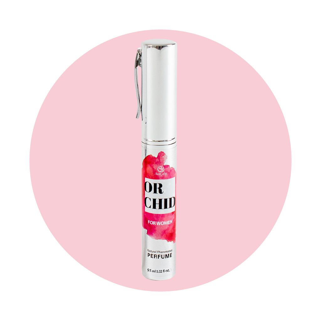 SECRET PLAY | Orchid Perfume Spray con Feromonas para Mujeres – Con trufa negra, orquídea y vainilla – 9,5 ml Travel / 50 ml